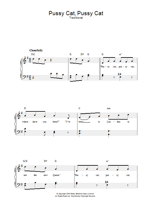 Pussy Cat, Pussy Cat (Piano, Vocal & Guitar Chords) von Traditional