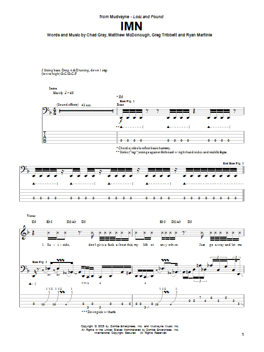 IMN (Bass Guitar Tab) von Mudvayne