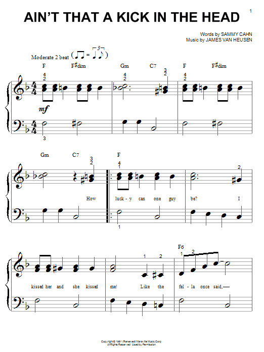 Ain't That A Kick In The Head (Big Note Piano) von Dean Martin