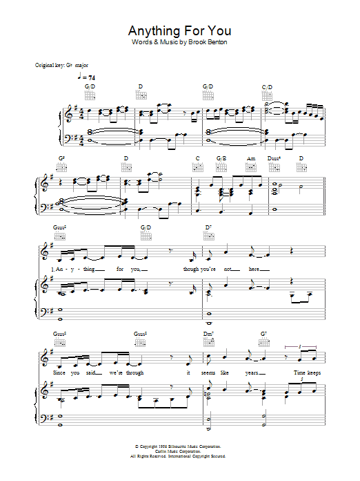 Anything For You (Piano, Vocal & Guitar Chords) von Gloria Estefan