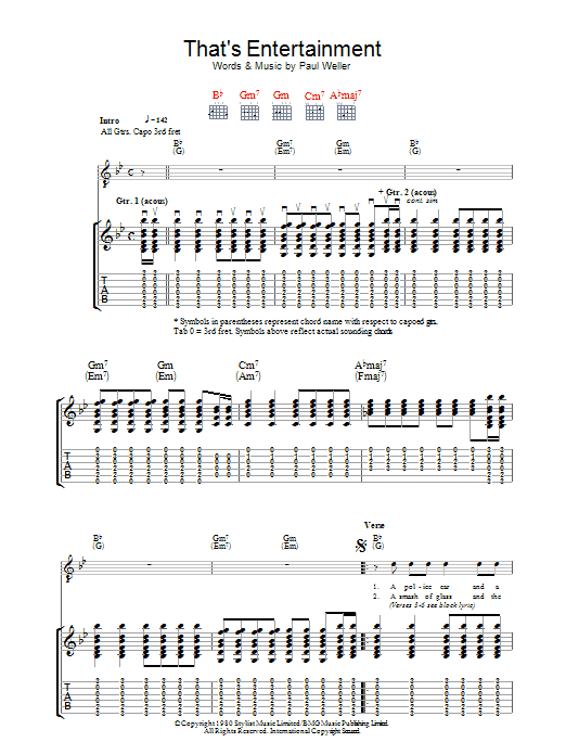 That's Entertainment (Guitar Tab) von The Jam