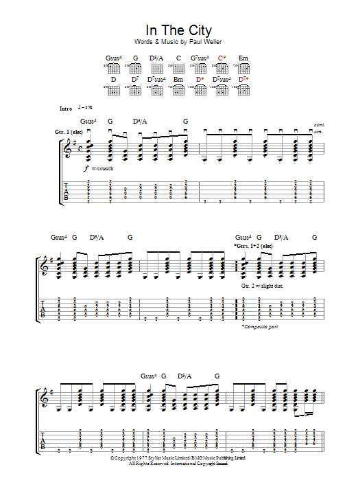 In The City (Guitar Tab) von The Jam