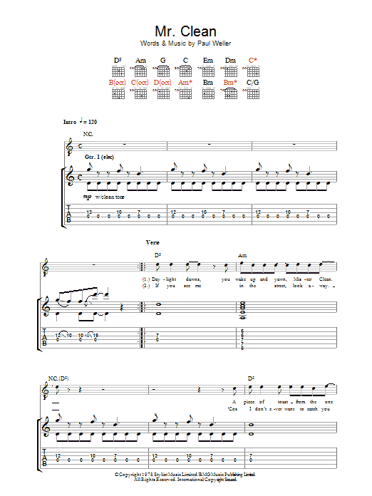 Mr. Clean (Guitar Tab) von The Jam