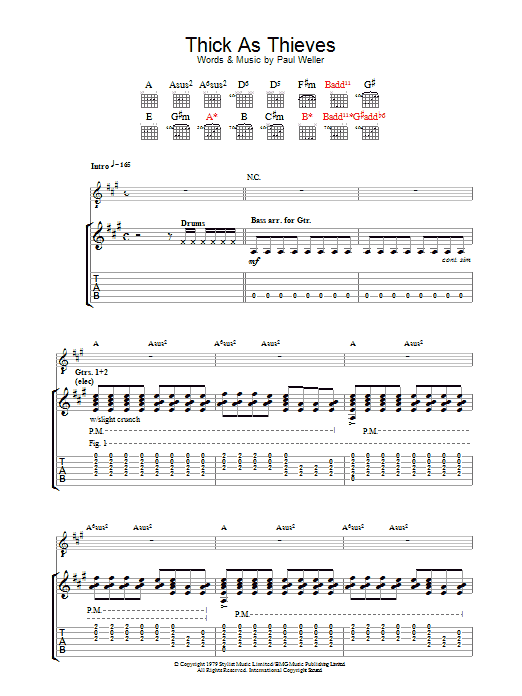 Thick As Thieves (Guitar Tab) von The Jam