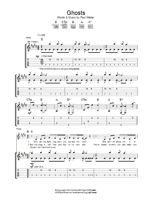 Ghosts (Guitar Tab) von The Jam