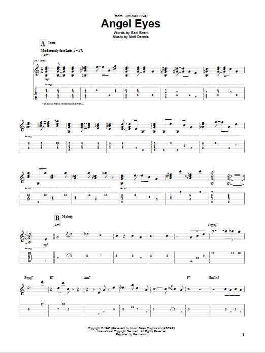 Angel Eyes (Guitar Tab) von Jim Hall