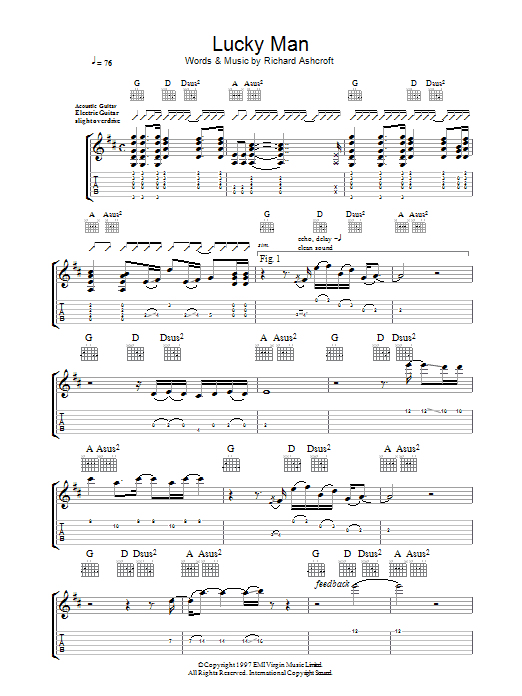 Lucky Man (Guitar Tab) von The Verve