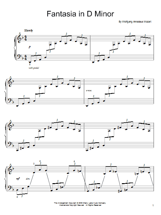 Fantasia in D Minor, K. 397 (Easy Piano) von Wolfgang Amadeus Mozart