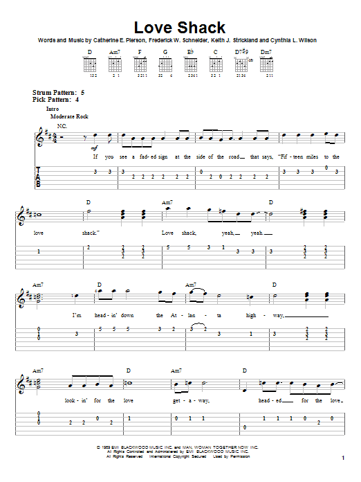 Love Shack (Easy Guitar Tab) von The B-52's