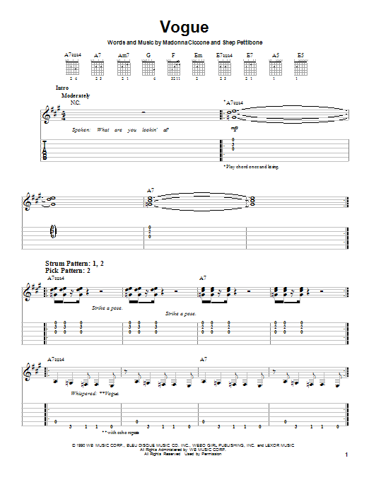 Vogue (Easy Guitar Tab) von Madonna