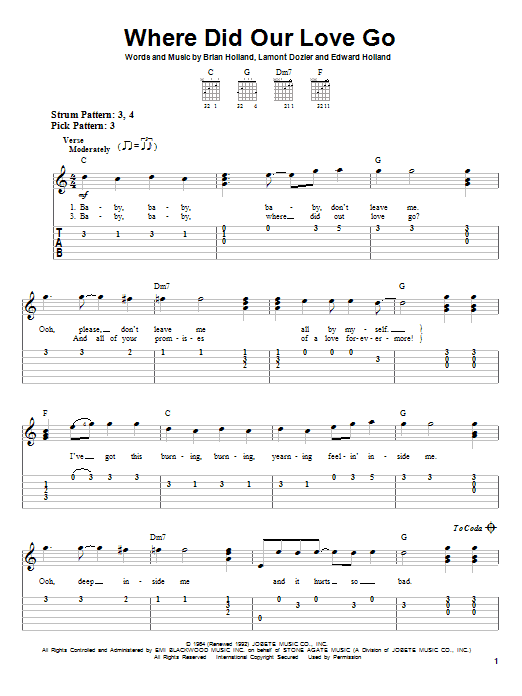 Where Did Our Love Go (Easy Guitar Tab) von The Supremes