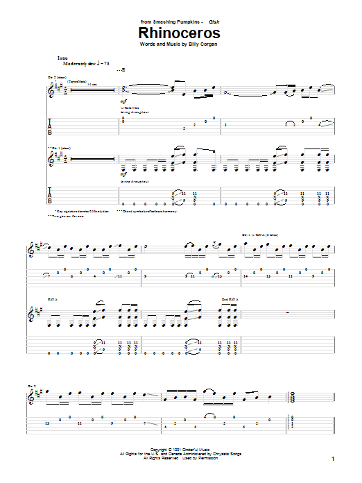 Rhinoceros (Guitar Tab) von The Smashing Pumpkins