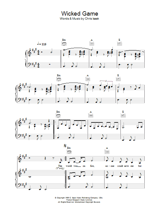 Wicked Game (Piano, Vocal & Guitar Chords (Right-Hand Melody)) von Chris Isaak