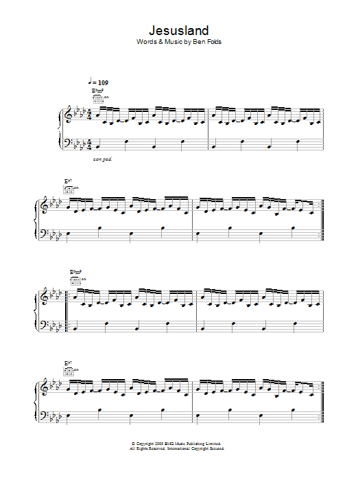Jesusland (Piano, Vocal & Guitar Chords) von Ben Folds