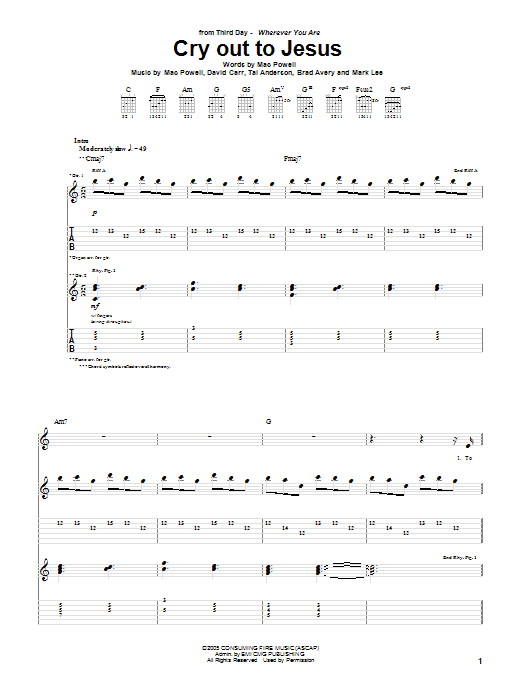 Cry Out To Jesus (Guitar Tab) von Third Day