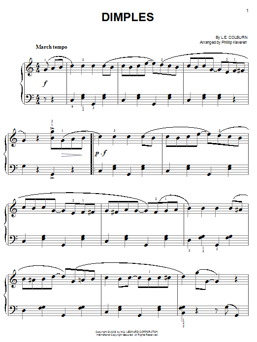 Dimples (arr. Phillip Keveren) (Easy Piano) von L.E. Colburn