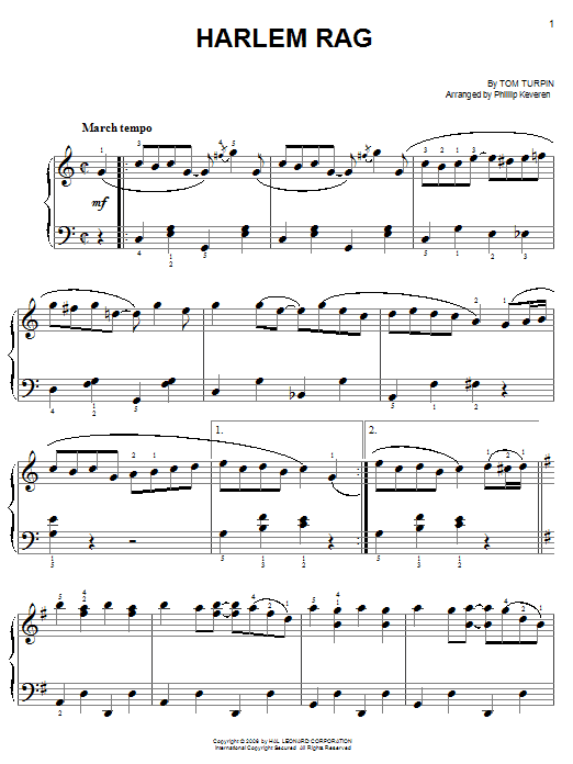 Harlem Rag (arr. Phillip Keveren) (Easy Piano) von Tom Turpin