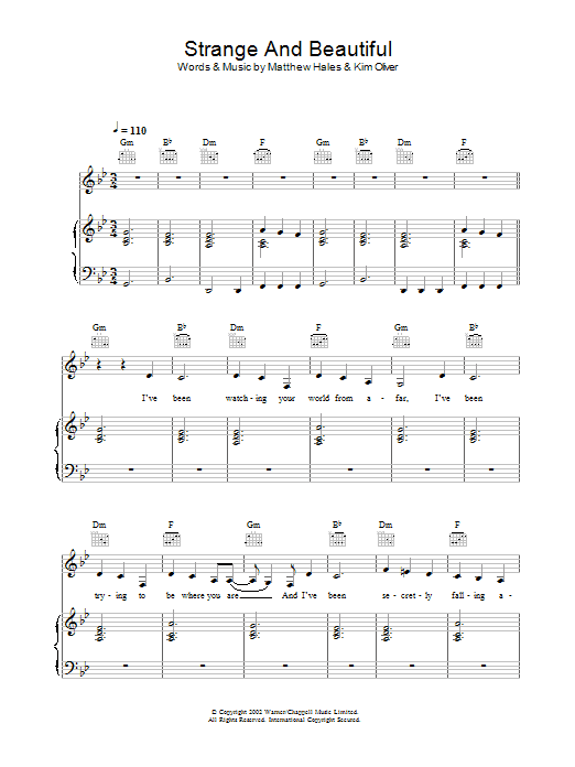 Strange And Beautiful (Piano, Vocal & Guitar Chords) von Aqualung