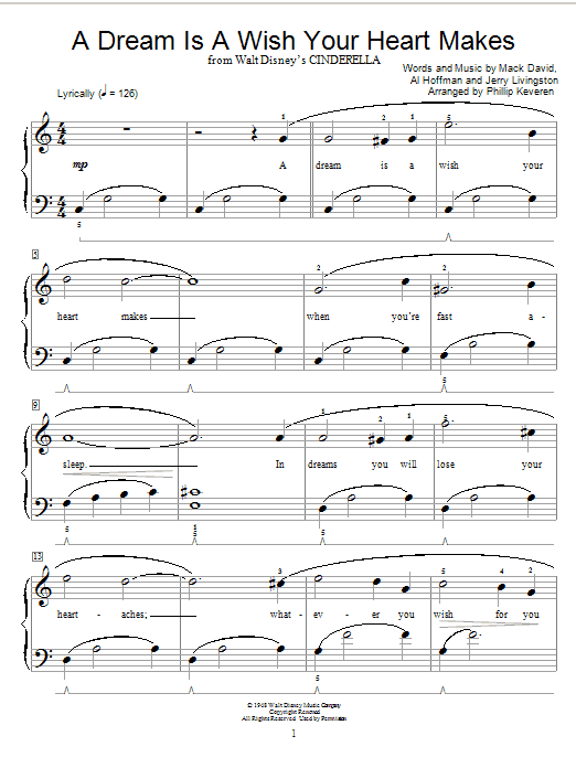 A Dream Is A Wish Your Heart Makes (from Cinderella) (arr. Phillip Keveren) (Educational Piano) von Ilene Woods