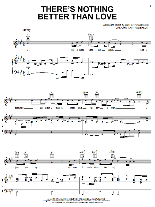There's Nothing Better Than Love (Piano, Vocal & Guitar Chords (Right-Hand Melody)) von Luther Vandross