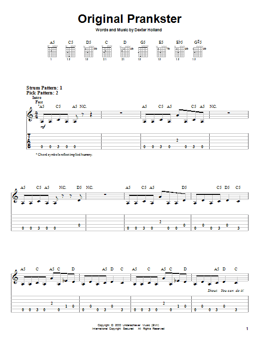 Original Prankster (Easy Guitar Tab) von The Offspring