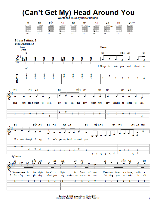 (Can't Get My) Head Around You (Easy Guitar Tab) von The Offspring