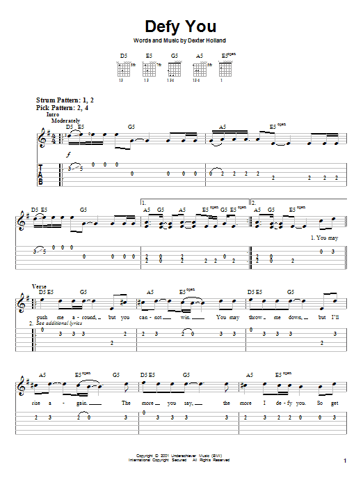 Defy You (Easy Guitar Tab) von The Offspring