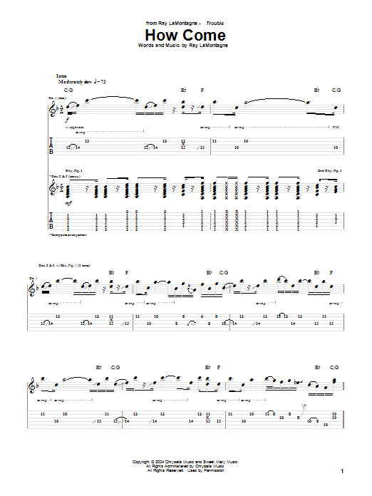 How Come (Guitar Tab) von Ray LaMontagne