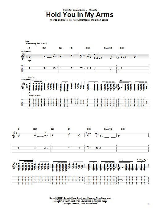 Hold You In My Arms (Guitar Tab) von Ray LaMontagne