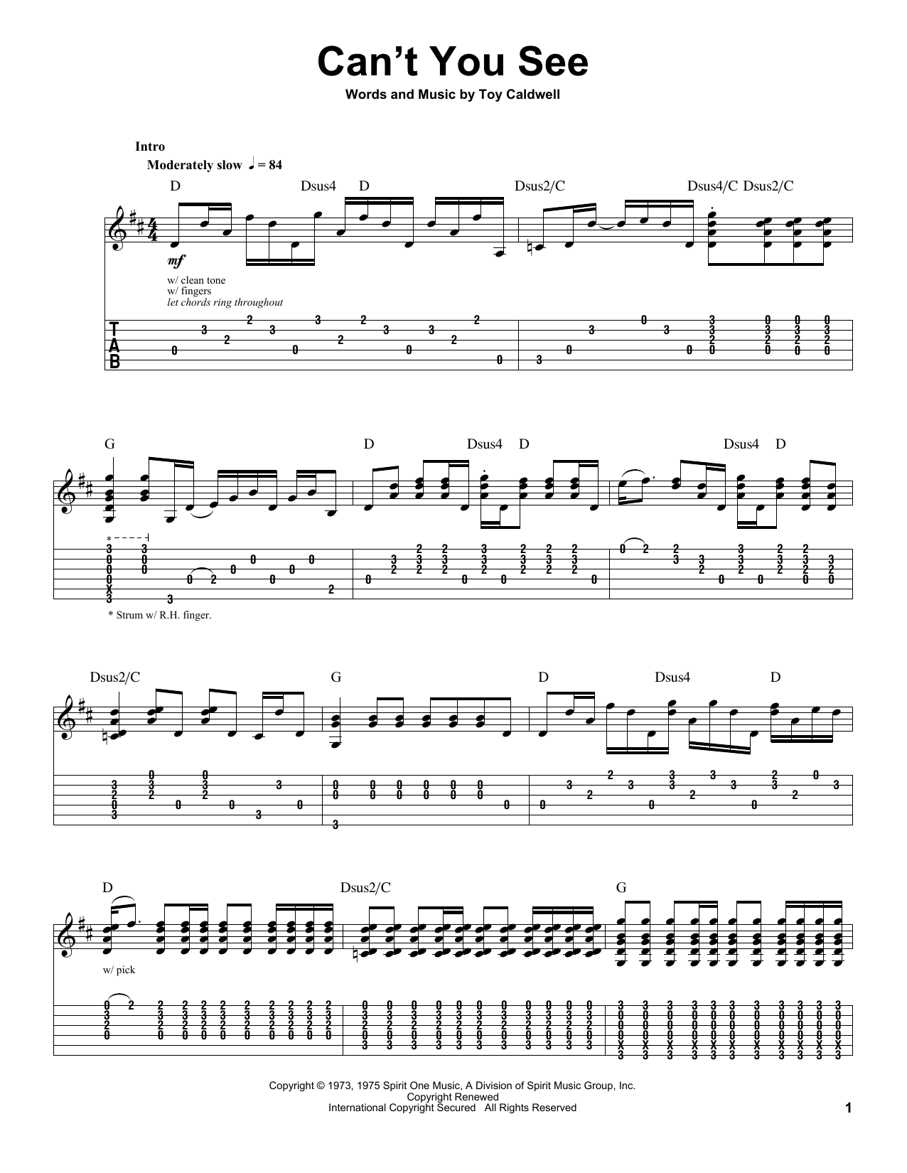 Can't You See (Guitar Tab (Single Guitar)) von Marshall Tucker Band