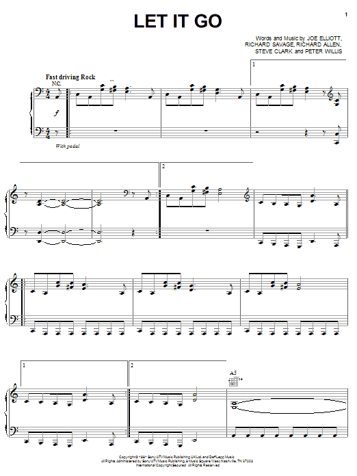 Let It Go (Piano, Vocal & Guitar Chords (Right-Hand Melody)) von Def Leppard