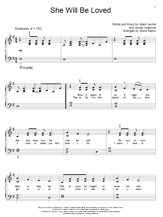 She Will Be Loved (Educational Piano) von Maroon 5