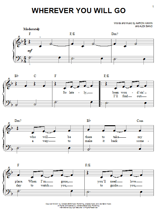 Wherever You Will Go (Easy Piano) von The Calling