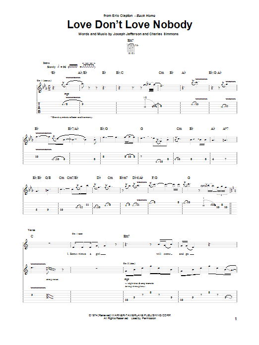 Love Don't Love Nobody (Guitar Tab) von Eric Clapton