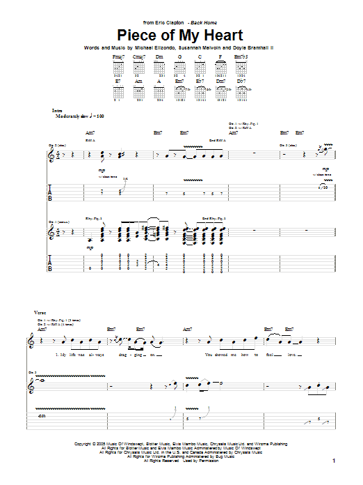Piece Of My Heart (Guitar Tab) von Eric Clapton