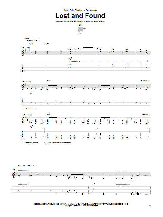 Lost And Found (Guitar Tab) von Eric Clapton