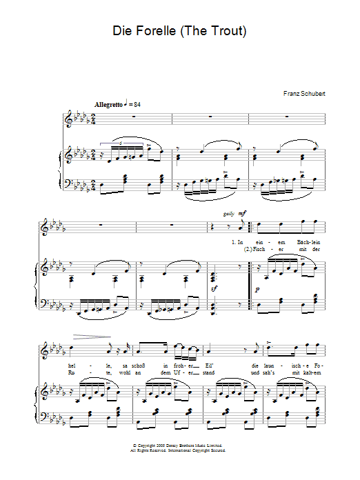 Theme From The Trout Quintet (Die Forelle) (Piano, Vocal & Guitar Chords) von Franz Schubert