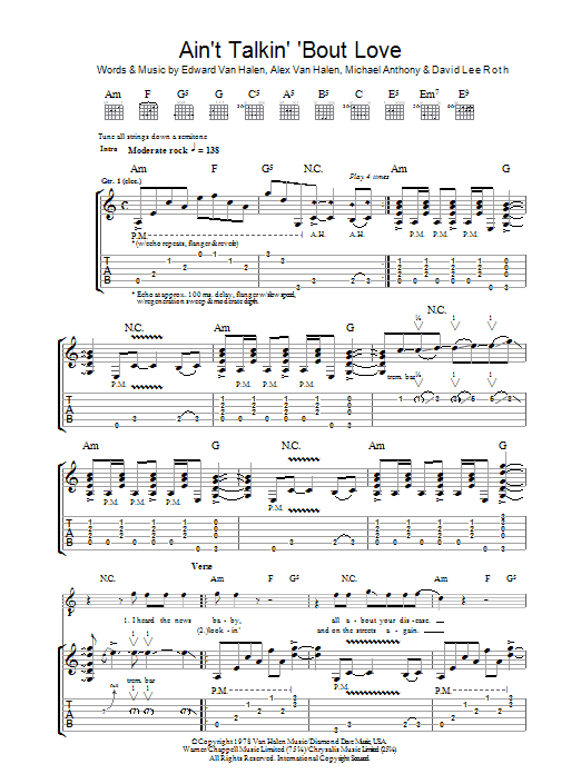 Ain't Talkin' 'Bout Love (Guitar Tab) von Van Halen