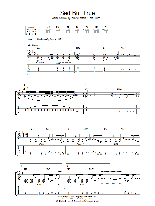 Sad But True (Guitar Tab) von Metallica