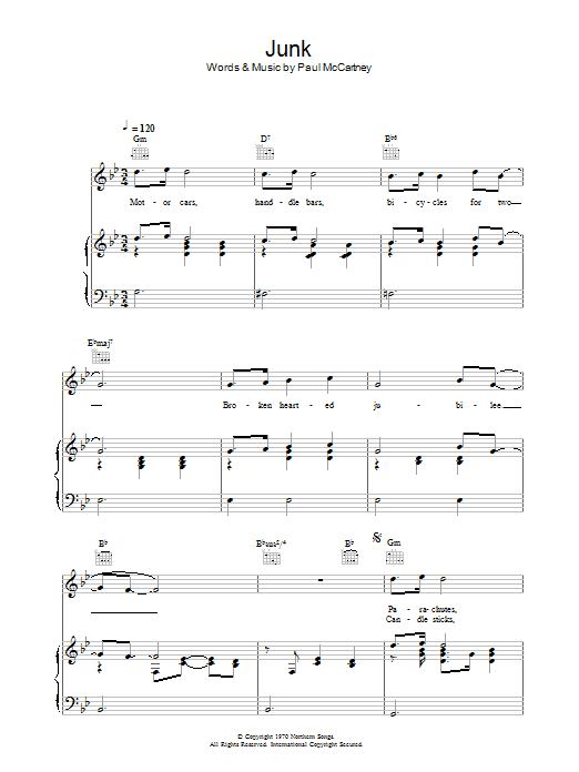 Junk (Piano, Vocal & Guitar Chords) von Paul McCartney