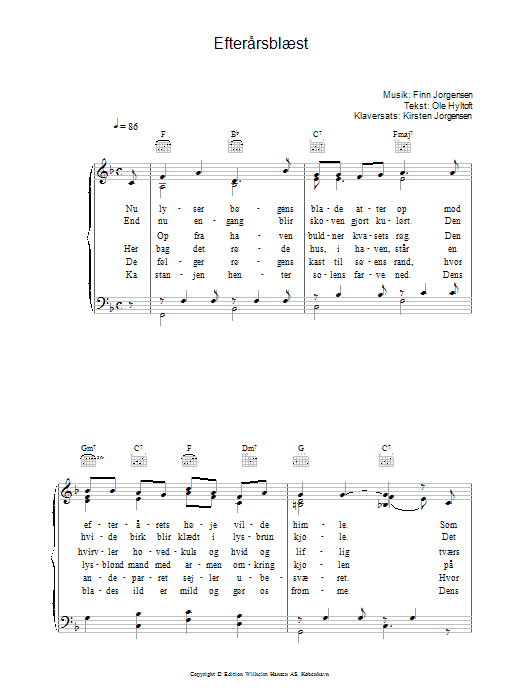 Efterarsbaest (Piano, Vocal & Guitar Chords) von Finn Jorgensen