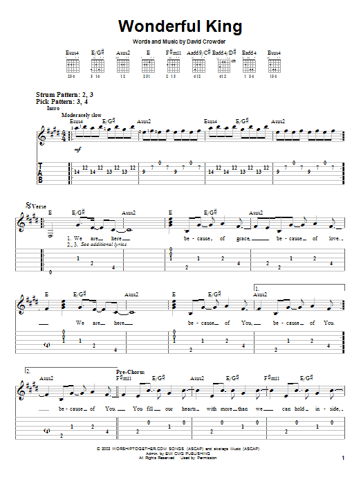 Wonderful King (Easy Guitar Tab) von David Crowder Band