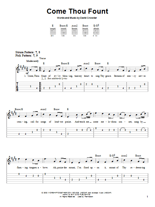 Come Thou Fount (Easy Guitar Tab) von David Crowder Band