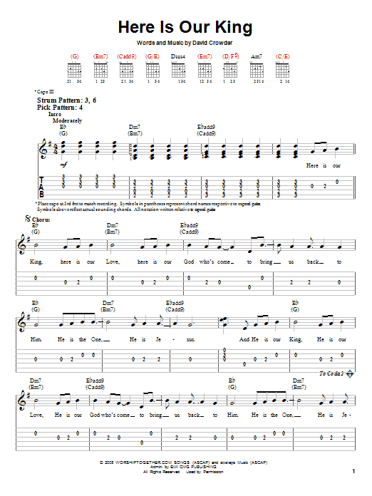 Here Is Our King (Easy Guitar Tab) von David Crowder Band