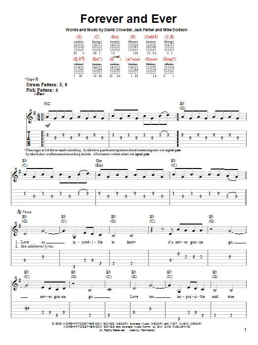 Forever And Ever (Easy Guitar Tab) von David Crowder Band