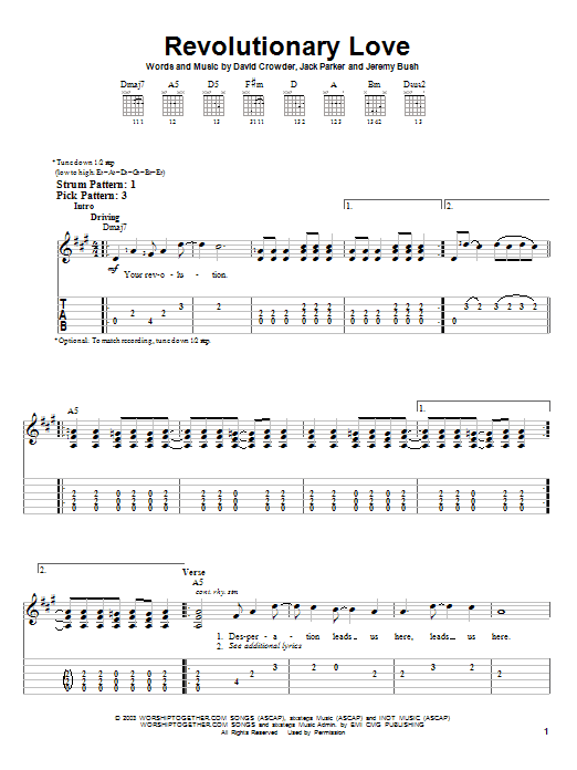 Revolutionary Love (Easy Guitar Tab) von David Crowder Band