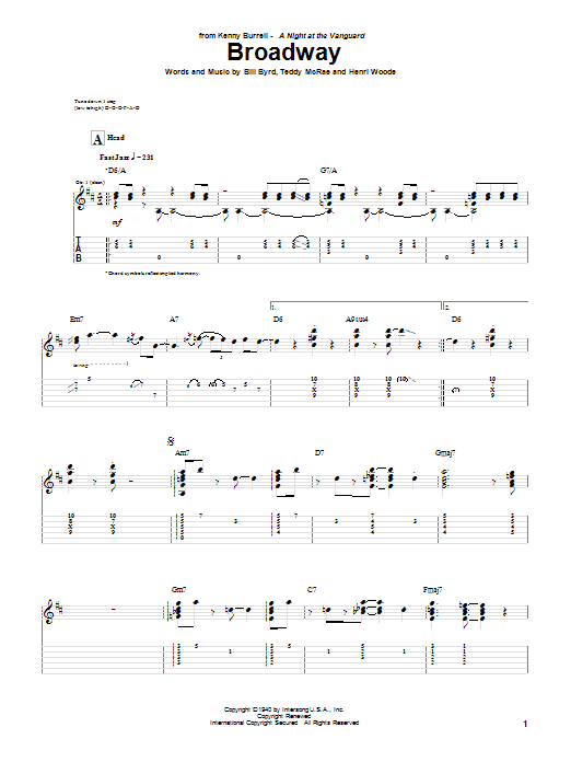 Broadway (Guitar Tab) von Kenny Burrell