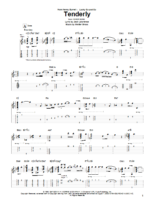 Tenderly (Guitar Tab) von Kenny Burrell