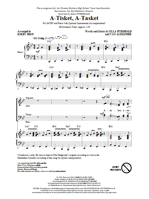 A-Tisket, A-Tasket (SATB Choir) von Kirby Shaw