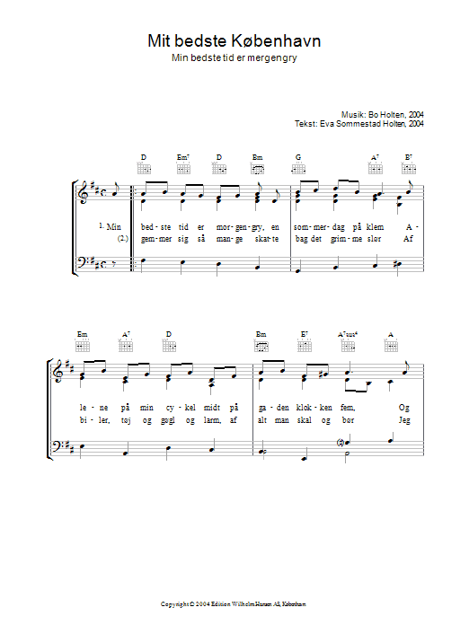 Mit Bedste Kobenhavn (Piano, Vocal & Guitar Chords) von Bo Holten